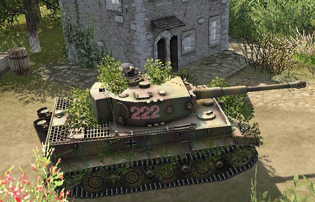 Скачать Маскировочные кусты + танк PzKpfw V Ausf