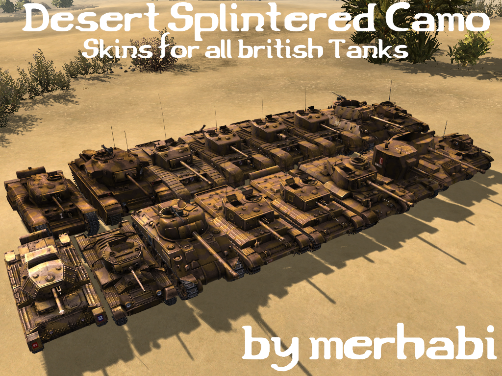 Скачать Desert Splintered Camo Skins for all British Tanks